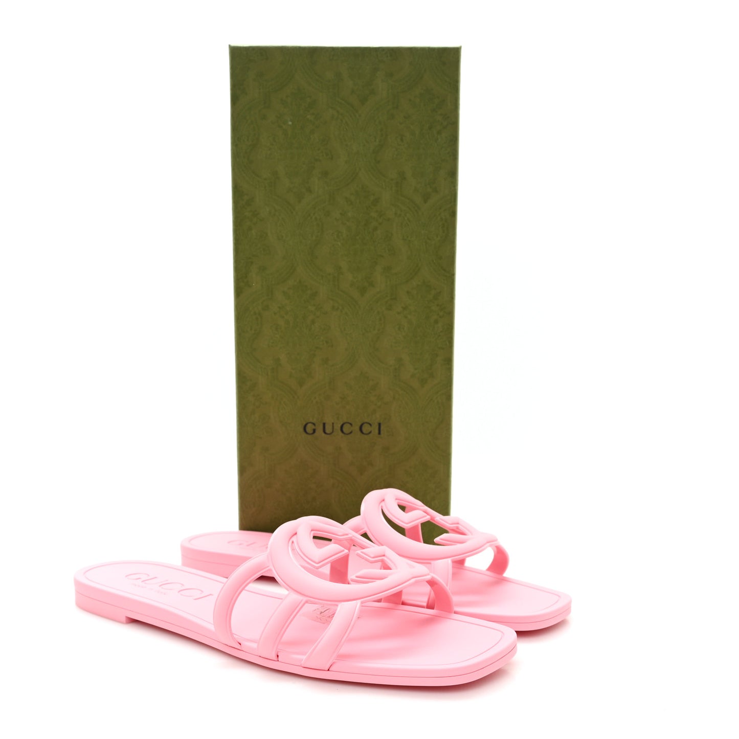 Rubber Interlocking G Womens Slide Sandals 38 Wild Rose