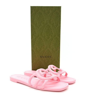 Gucci Rubber Interlocking G Womens Slide Sandals 38 Wild Rose 10 of 10