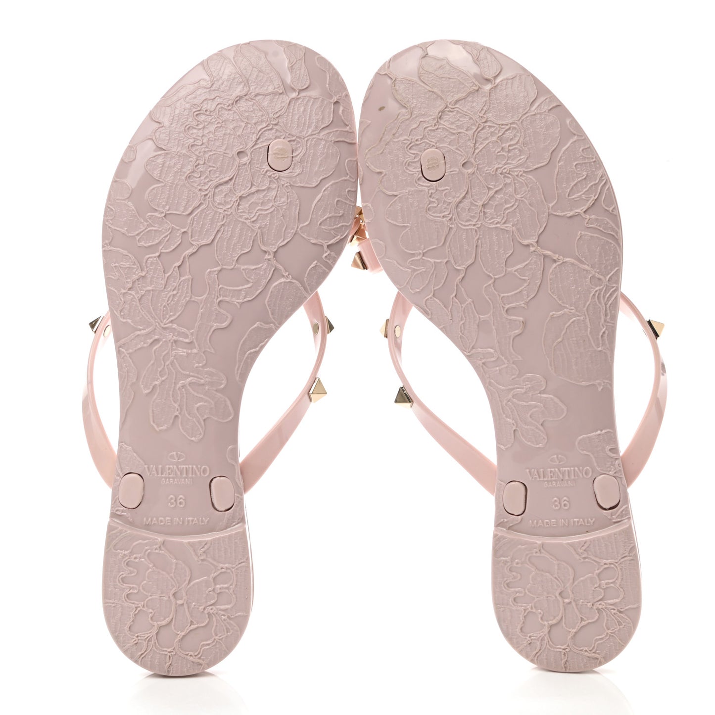 PVC Jelly Rockstud Bow Thong Sandals 36 Water Rose