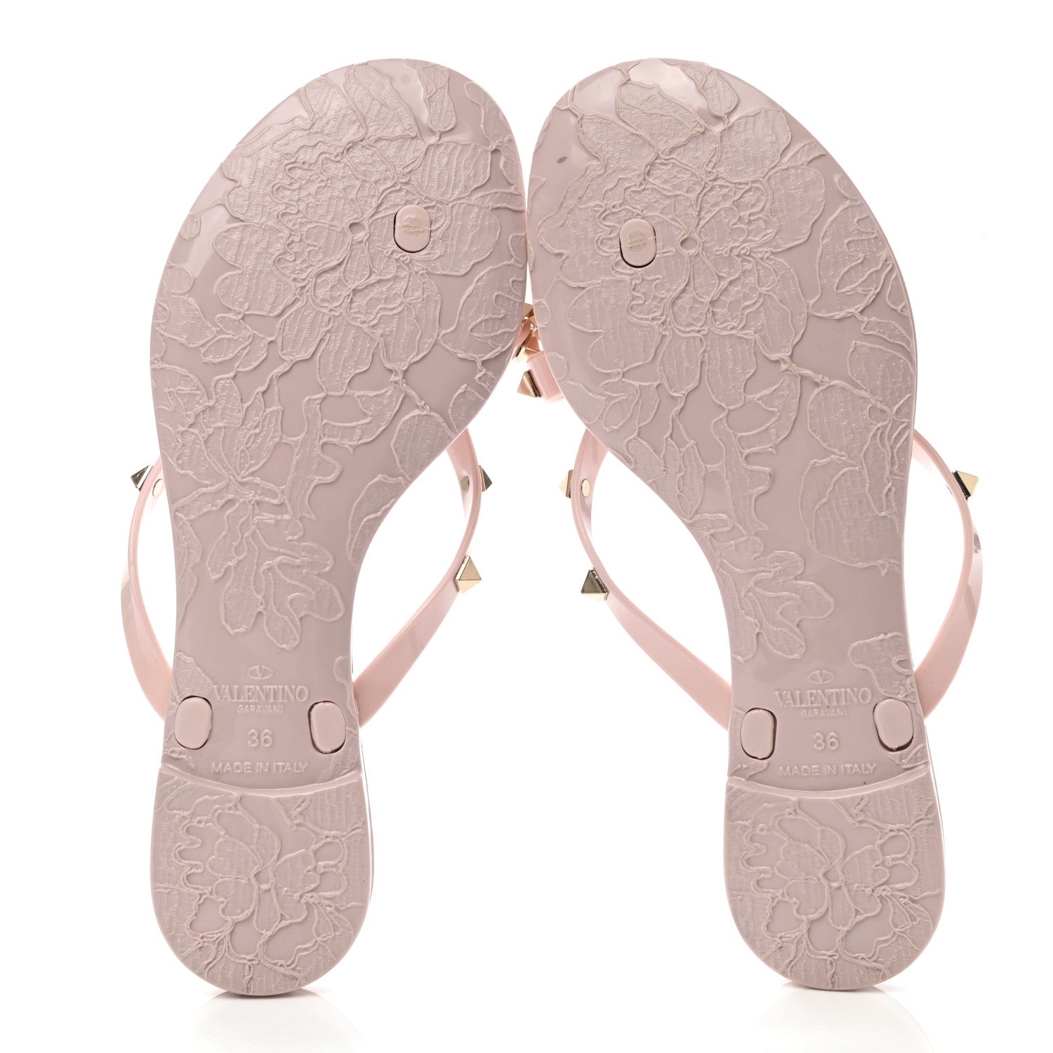 Valentino Garavani PVC Jelly Rockstud Bow Thong Sandals 36 Water Rose 5 of 7