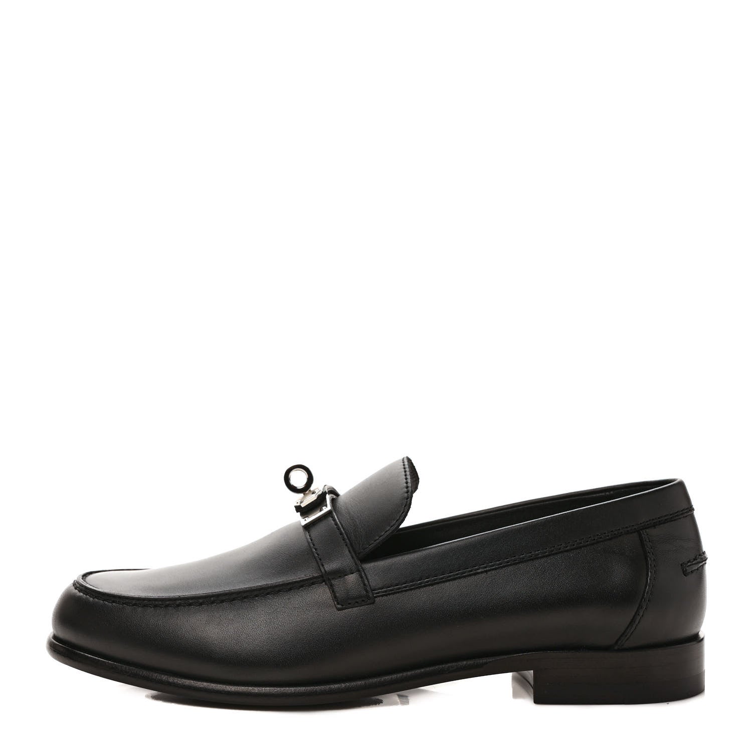 Hermes Calfskin Womens Destin Loafers 37 Black 1 of 9