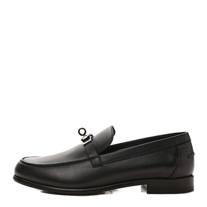 Hermes Calfskin Womens Destin Loafers 37 Black 1 of 9