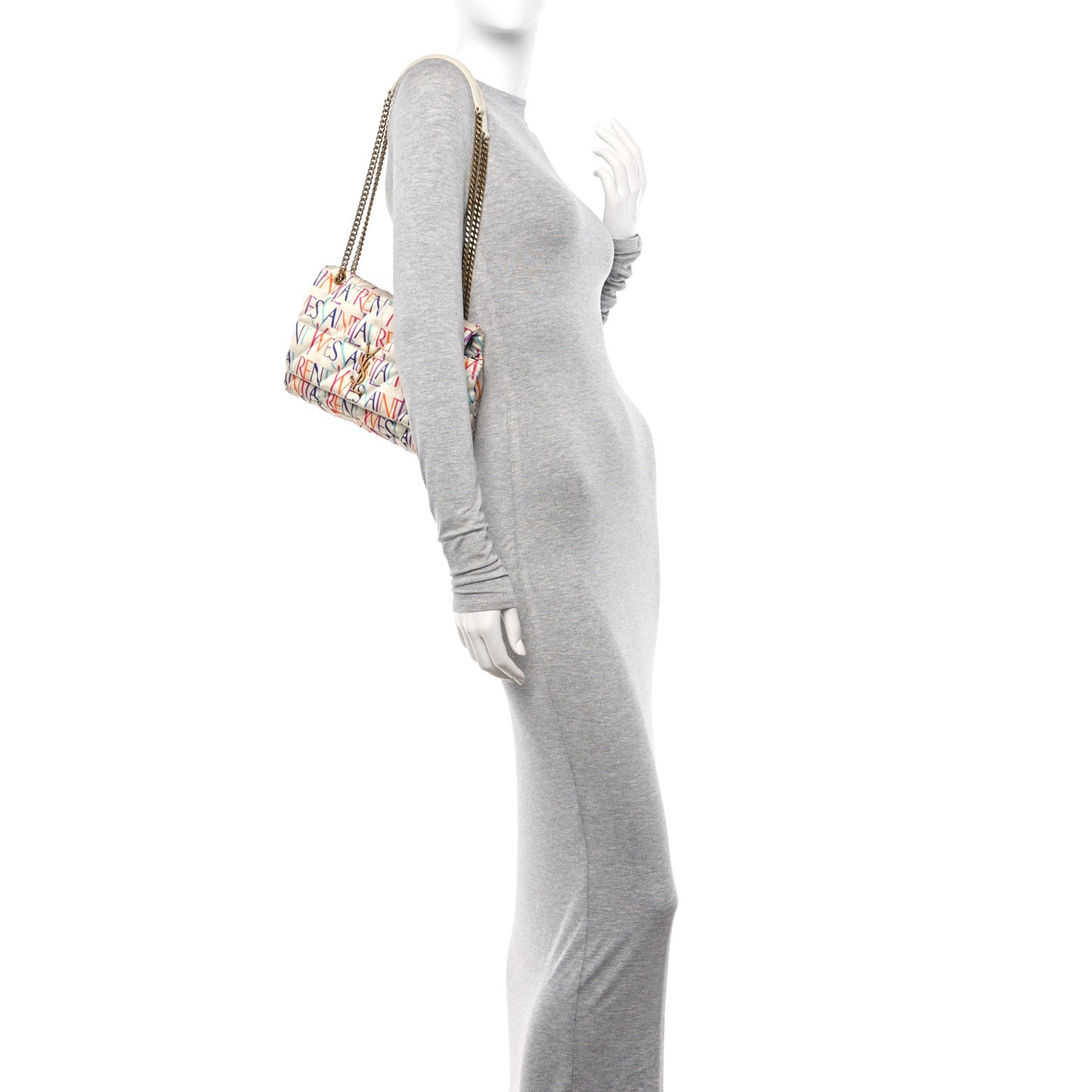 Silk Carre Rive Gauche Print Patchwork Monogram Medium Jamie Multicolor White