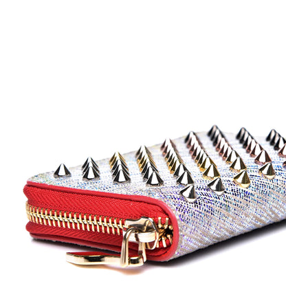 Christian Louboutin Metallic Suede Unicorn Spikes Panettone Coin Purse White 7 of 9
