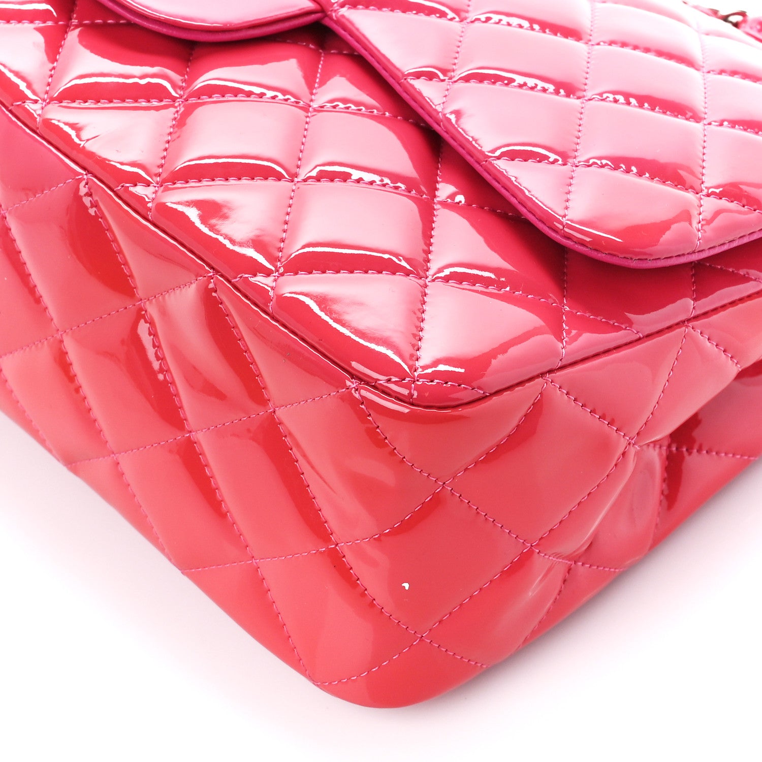 Chanel Patent Quilted Jumbo Double Flap Pink 11 of 12