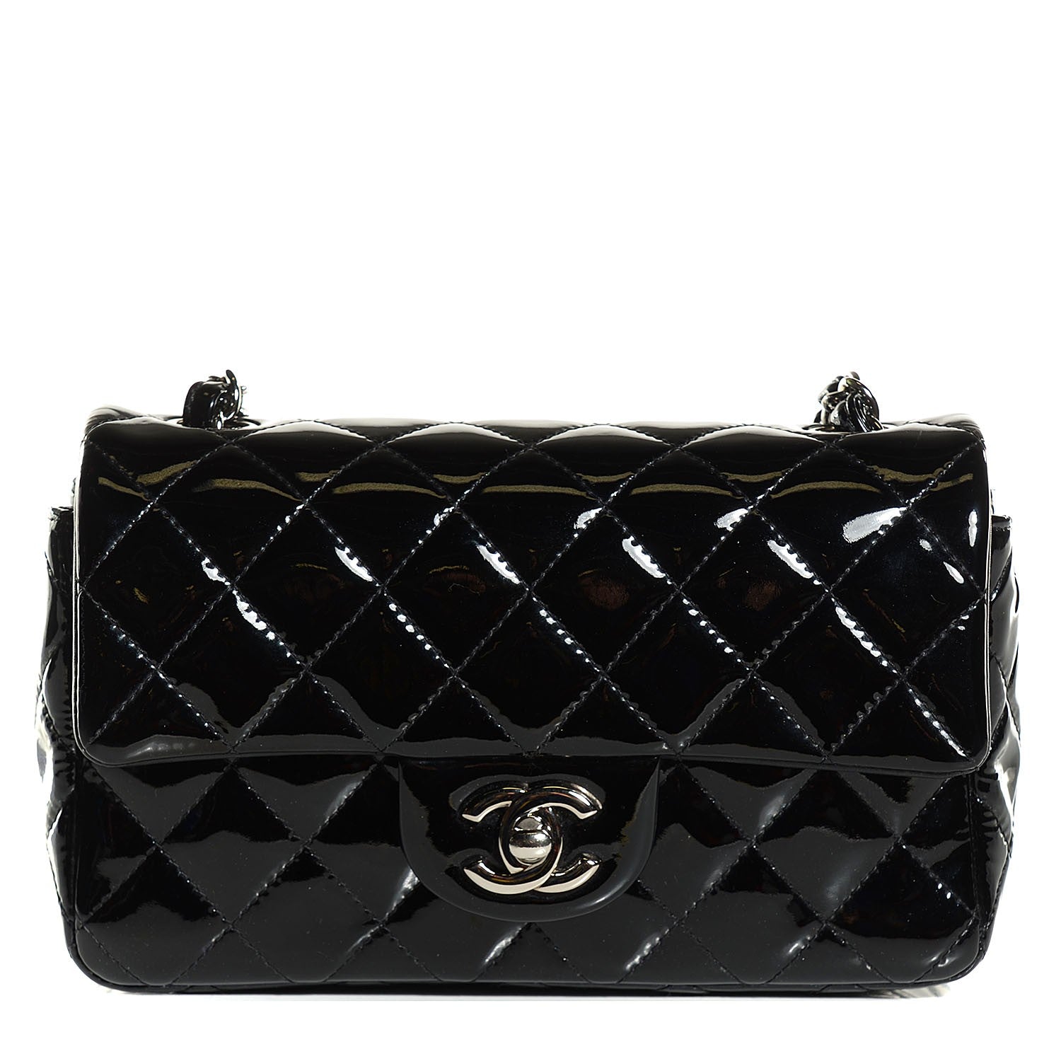 Chanel Patent Calfskin Quilted Mini Rectangular Flap Black 1 of 9