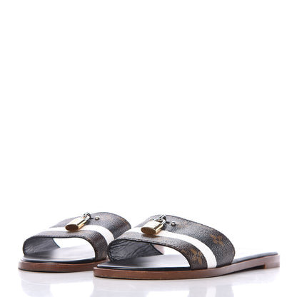 Louis Vuitton Patent Monogram Lock It Flat Mules 40 Black White 3 of 13