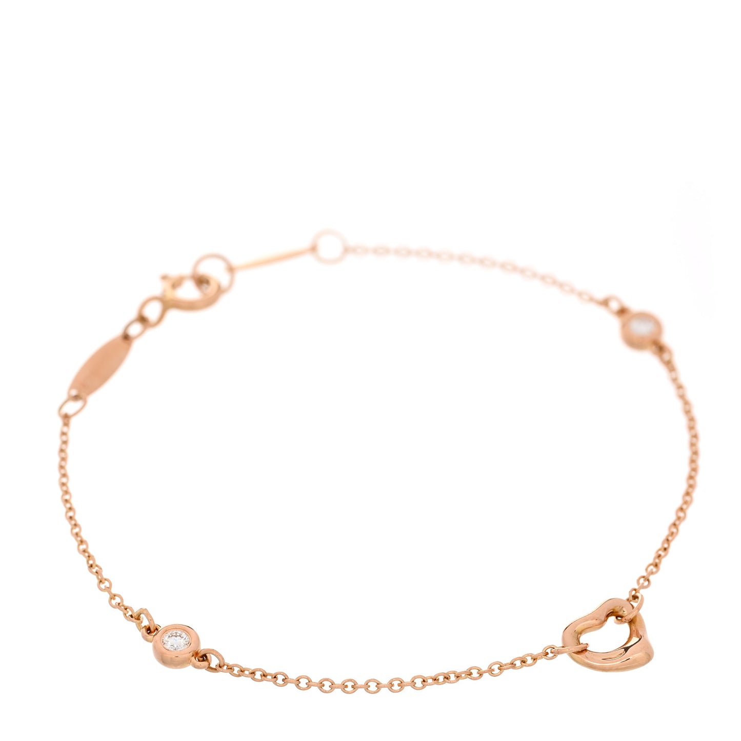 18K Rose Gold Diamond Elsa Peretti Diamonds by the Yard Open Heart Bracelet