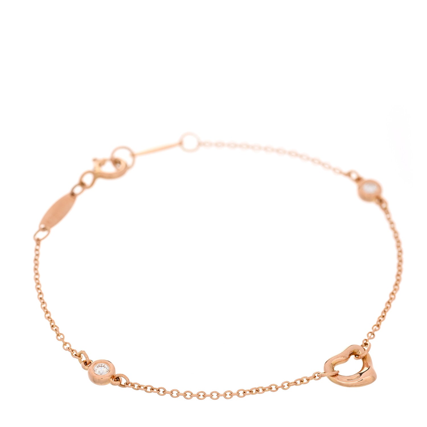 Tiffany 18K Rose Gold Diamond Elsa Peretti Diamonds by the Yard Open Heart Bracelet 1 of 4