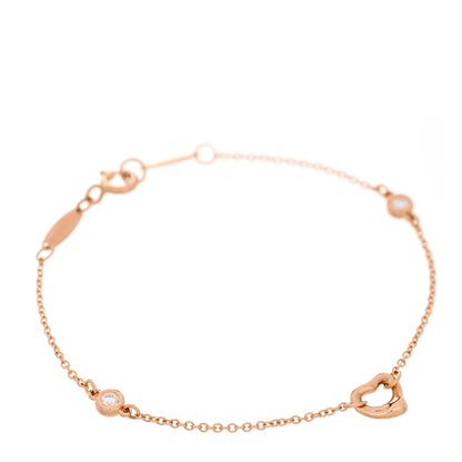 Tiffany 18K Rose Gold Diamond Elsa Peretti Diamonds by the Yard Open Heart Bracelet 1 of 4