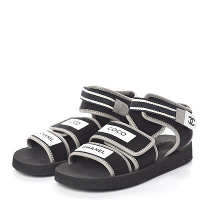 Chanel Lambskin Jersey Coco Sandals 39 Black 3 of 7