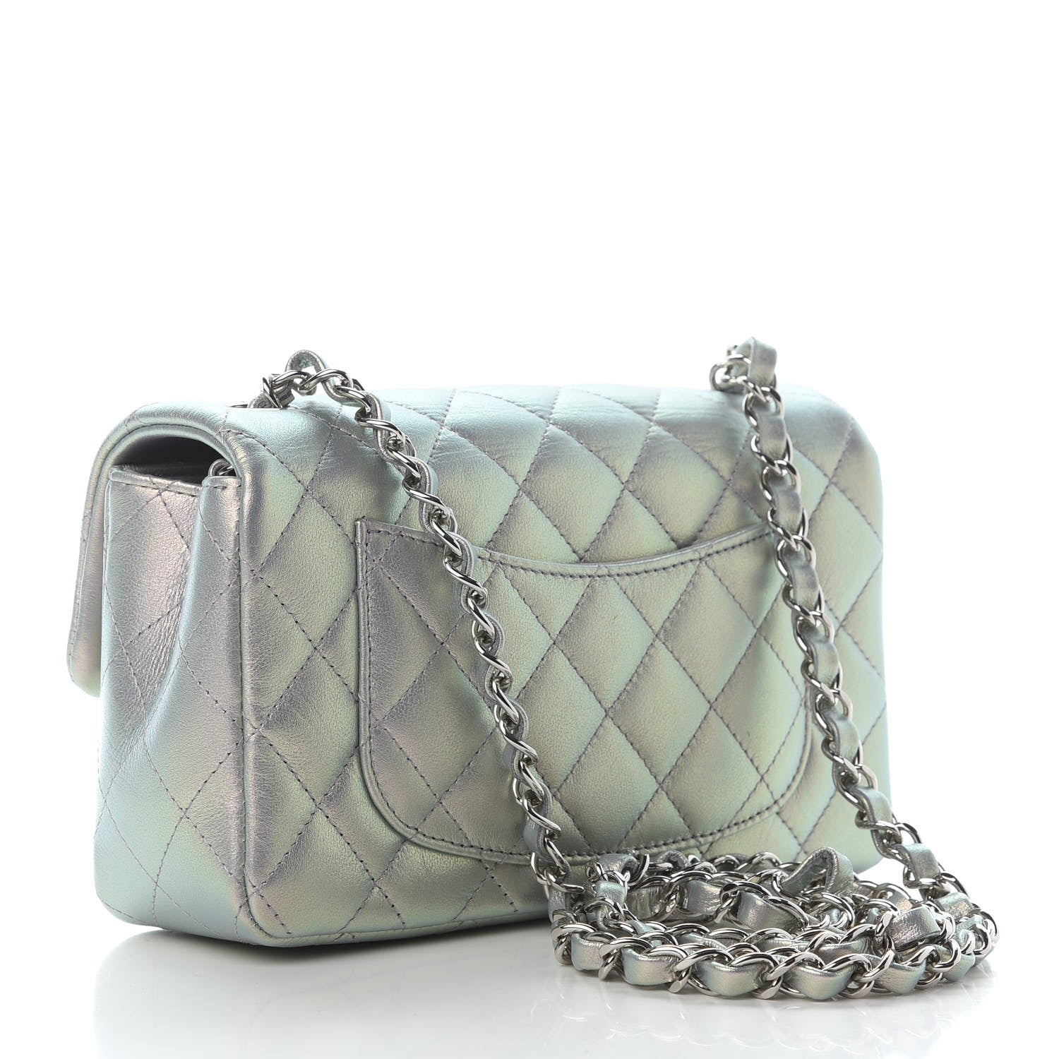 Chanel Iridescent Calfskin Quilted Mini Rectangular Flap Light Purple 3 of 11