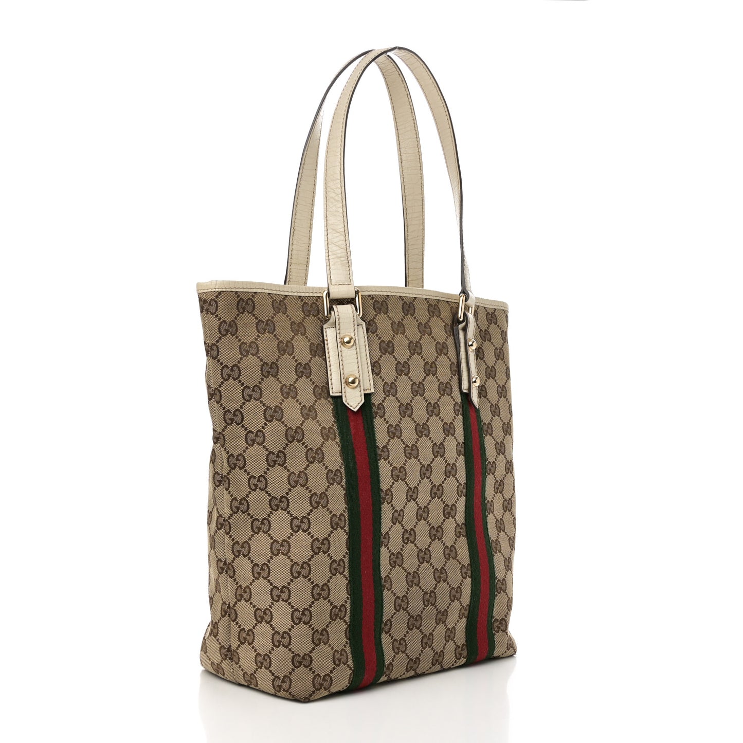 GG Monogram Web Jolicoeur Vertical Shopping Tote Off White