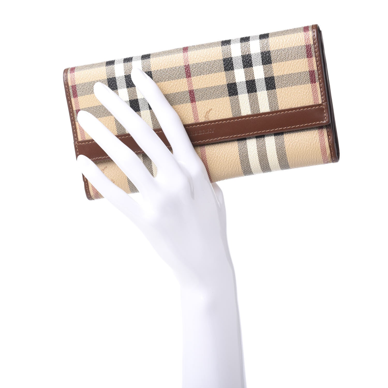 Burberry Haymarket Check Continental Wallet Brown 2 of 10