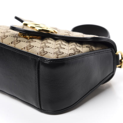 Gucci Monogram Azalea Calfskin Matelasse Diagonal Mini GG Marmont Top Handle Shoulder Bag Beige Ebony Black 7 of 11