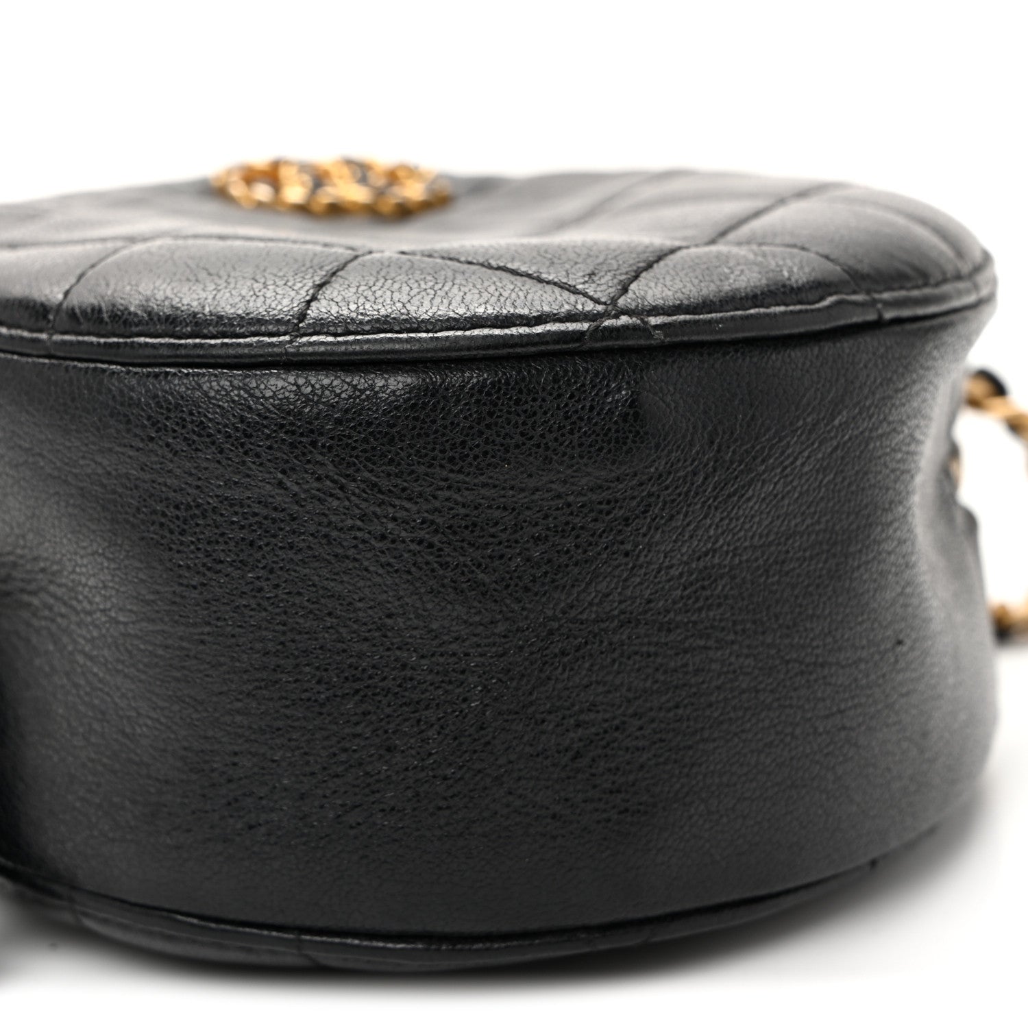 Chanel Goatskin Quilted Chanel 19 Round Clutch With Chain Black 9 of 10