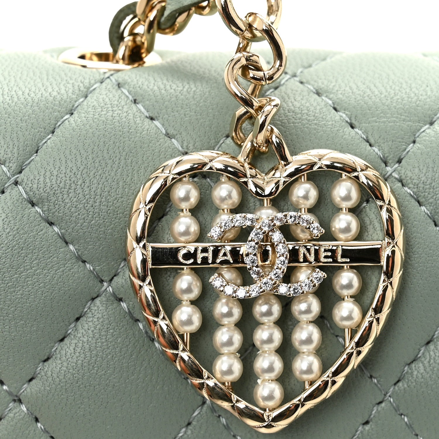 Chanel Lambskin Quilted Mini Flap Bag Charm With Hook Light Green 8 of 10