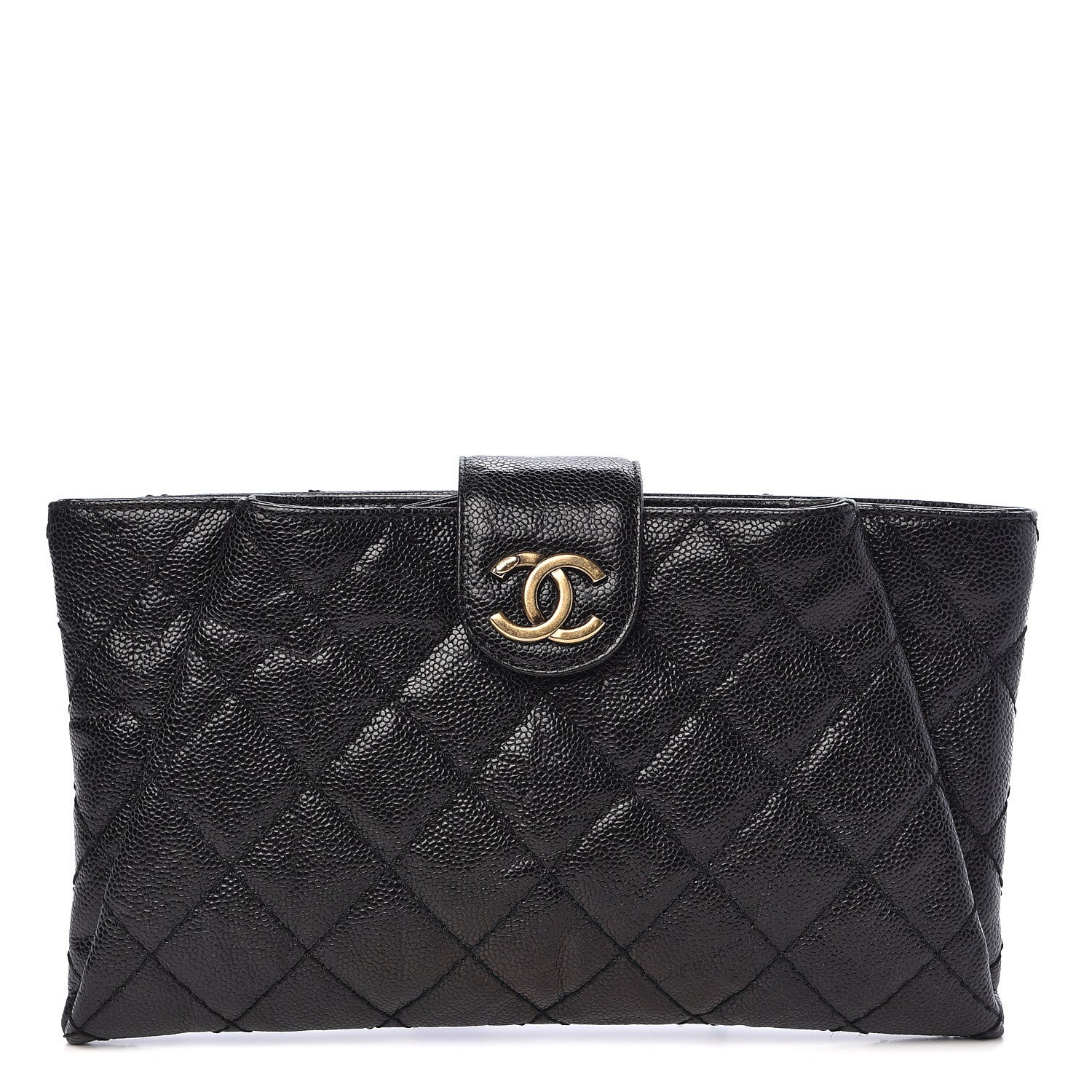 Chanel Caviar Quilted Coco Pleats Clutch Black 1 of 10