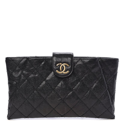 Chanel Caviar Quilted Coco Pleats Clutch Black 1 of 10