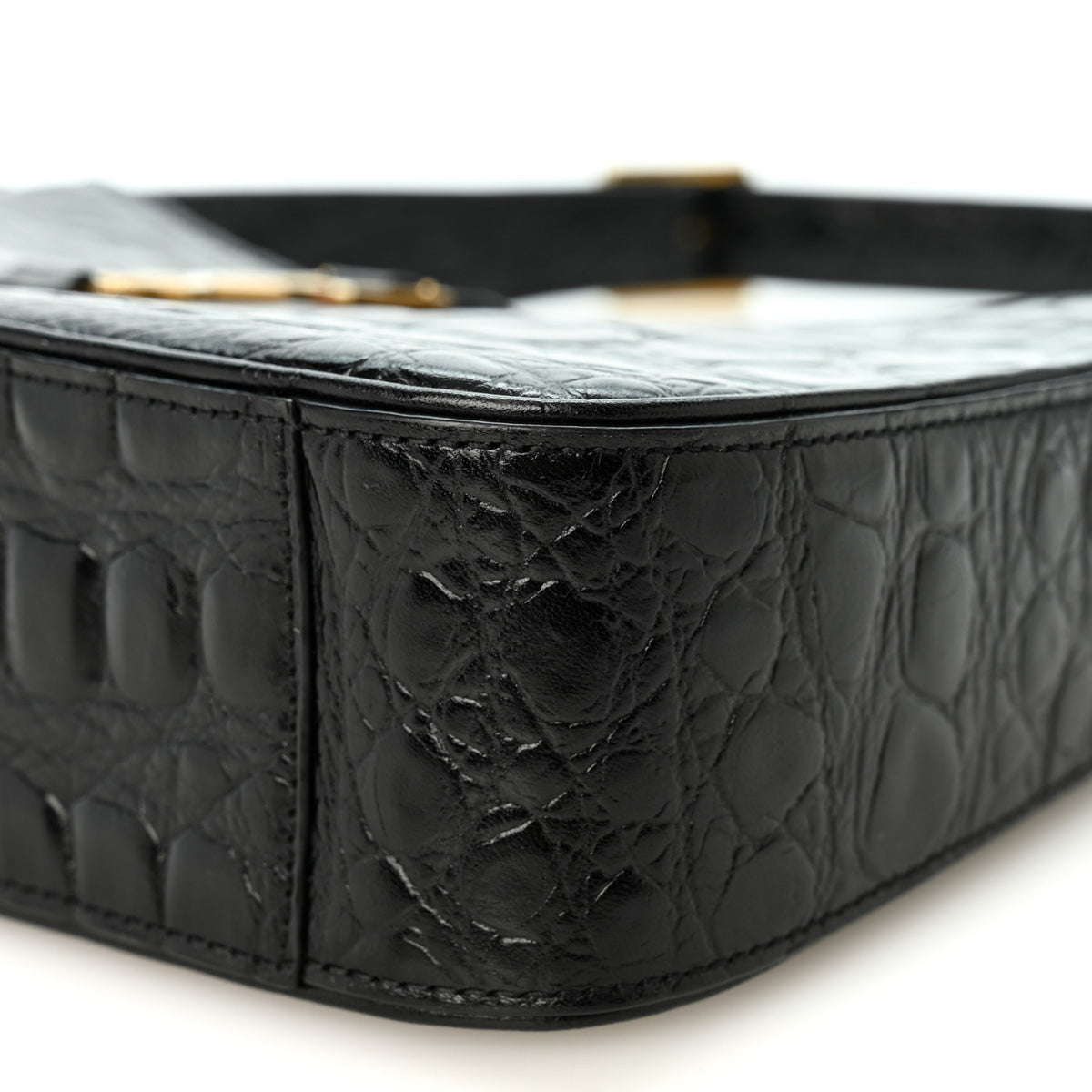 Calfskin Crocodile Embossed LE 5 A 7 Hobo Black