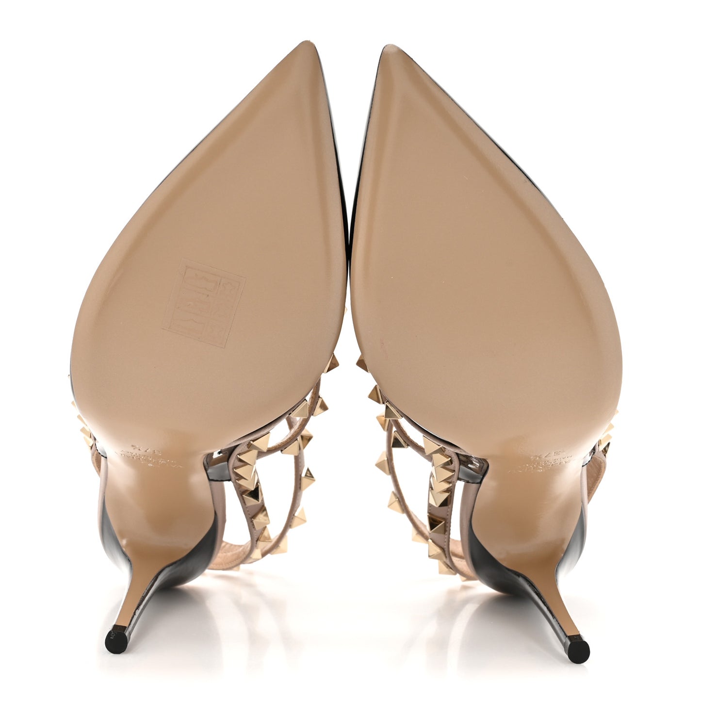 Patent Nappa Rockstud Ankle Strap 100mm Pumps 37.5 Black Poudre