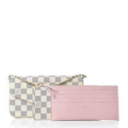 Louis Vuitton Damier Azur Pochette Felicie Chain Wallet Rose Ballerine 3 of 12