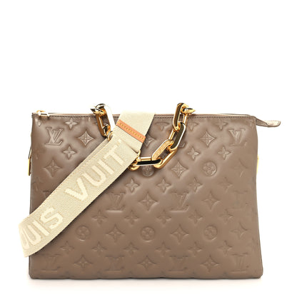 Louis Vuitton Lambskin Embossed Monogram Coussin MM Taupe 1 of 11
