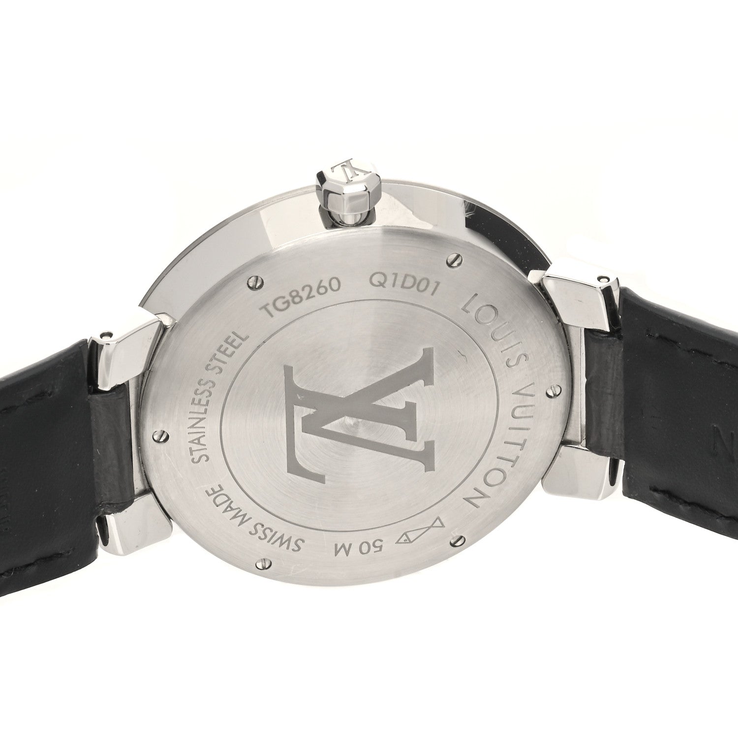 Louis Vuitton Stainless Steel Alligator 39mm Tambour Damier Quartz Watch 4 of 4