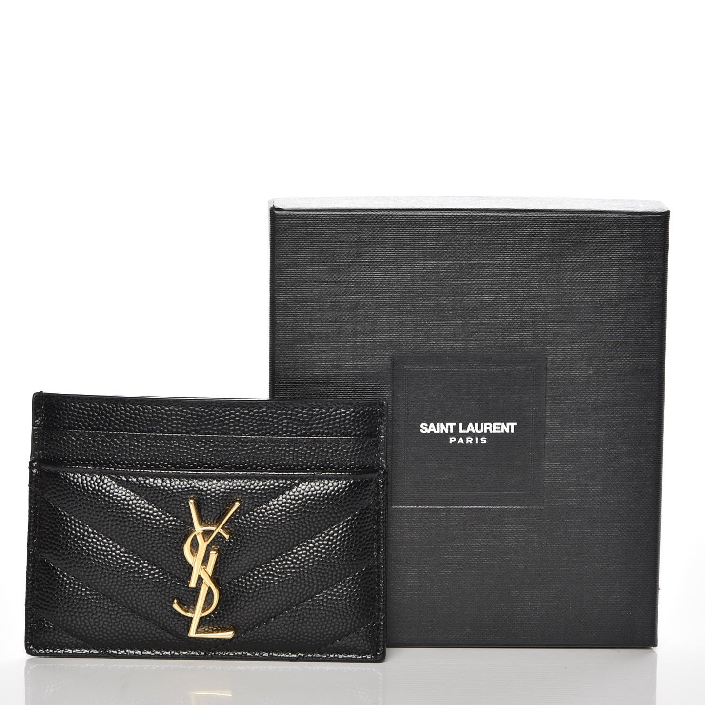 Grain De Poudre Matelasse Chevron Monogram Credit Card Case Black