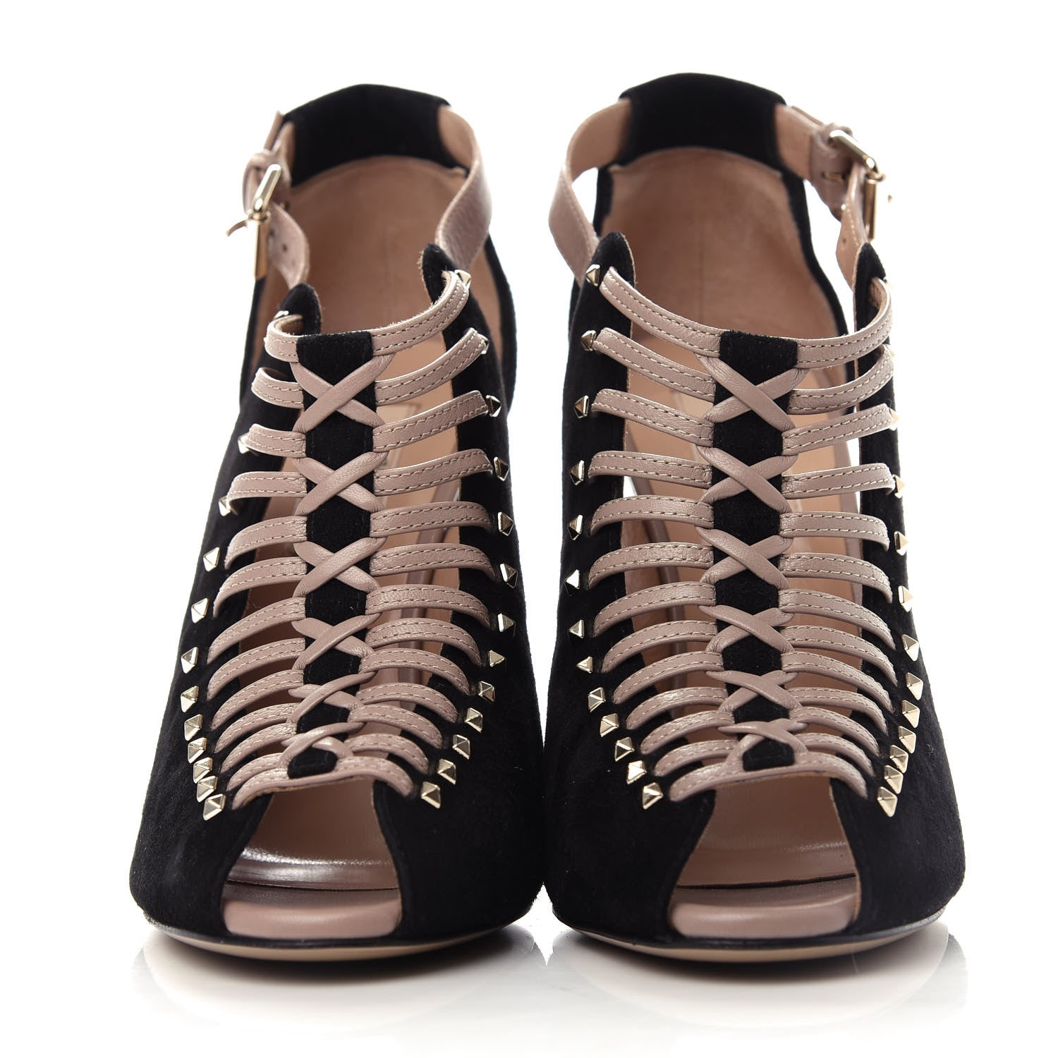 Valentino Garavani Suede Rockstud Caged Sandals 37 Black 2 of 10