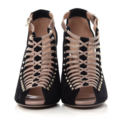 Valentino Garavani Suede Rockstud Caged Sandals 37 Black 2 of 10