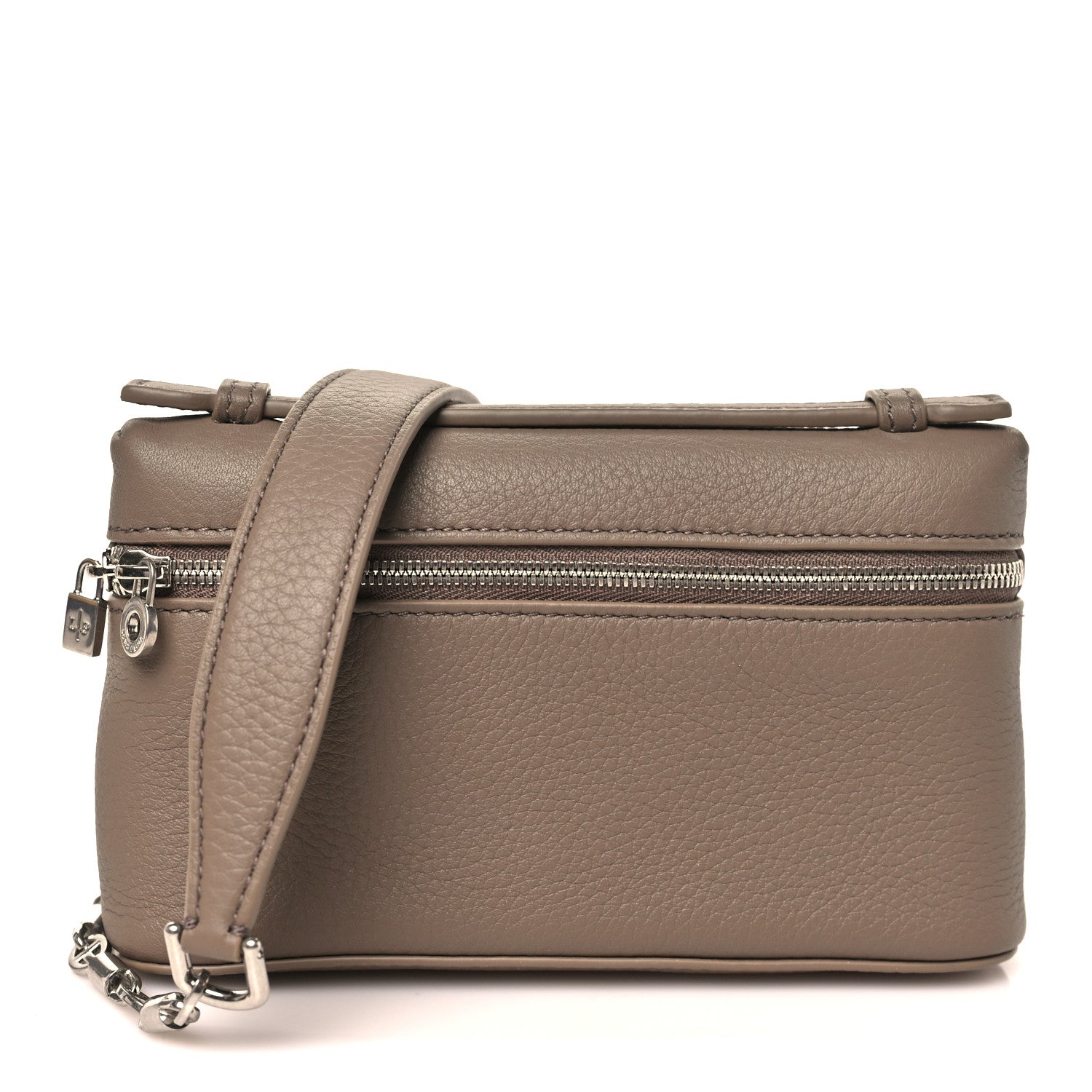 Loro Piana Grained Calfskin Extra Pocket Mini Pouch Warm Mastic 1 of 9