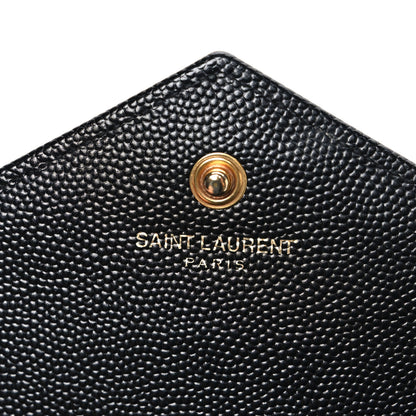 Saint Laurent Grain De Poudre Matelasse Chevron Monogram Chain Wallet Black 6 of 11