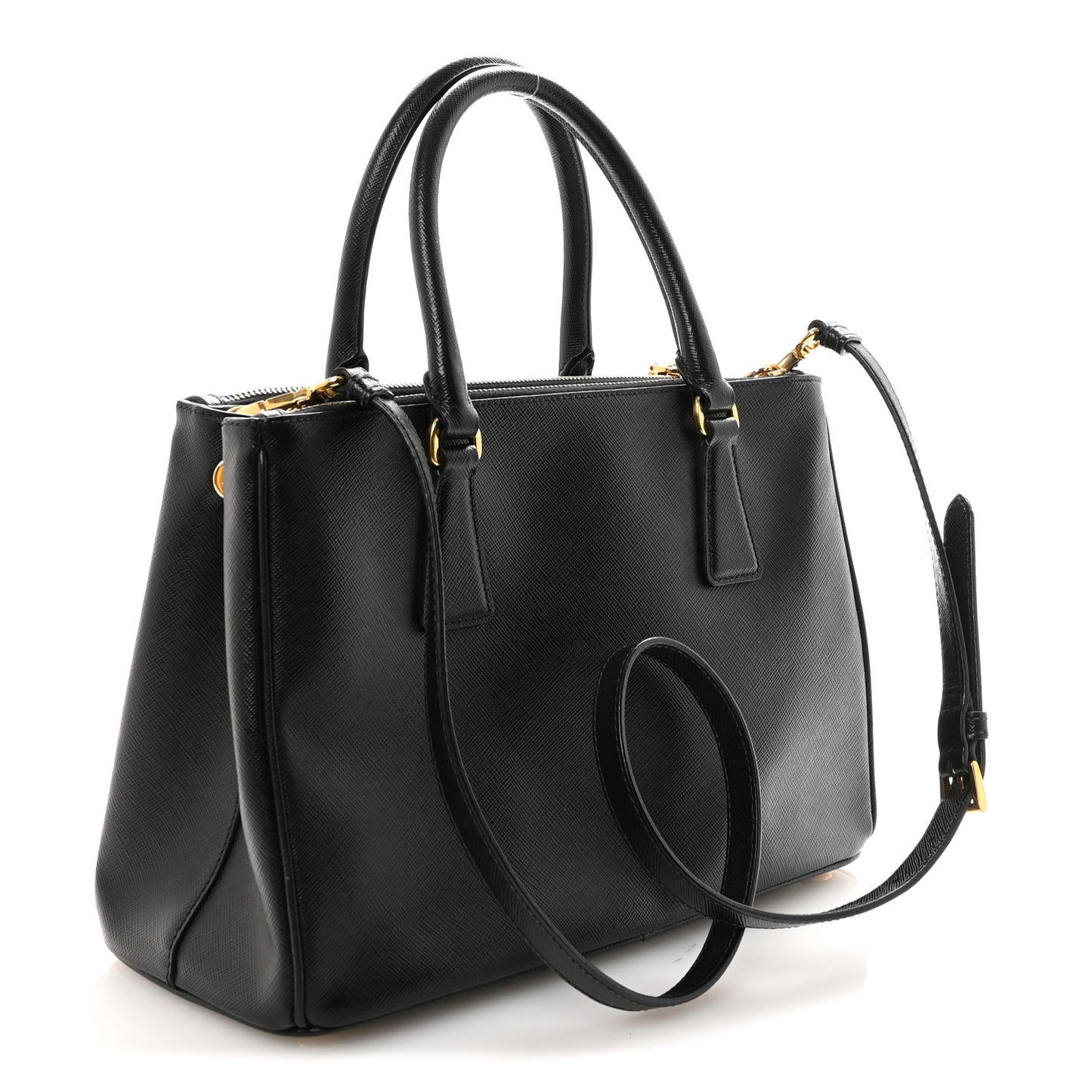 Saffiano Small Galleria Double Zip Tote Black