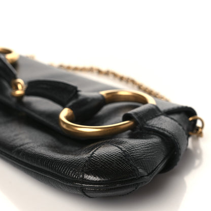 Gucci Textured Calfskin Horsebit Chain Clutch Black 8 of 8