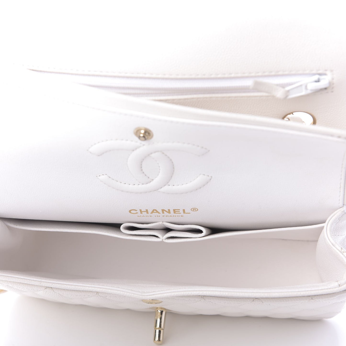 Caviar Quilted Small Double Flap White