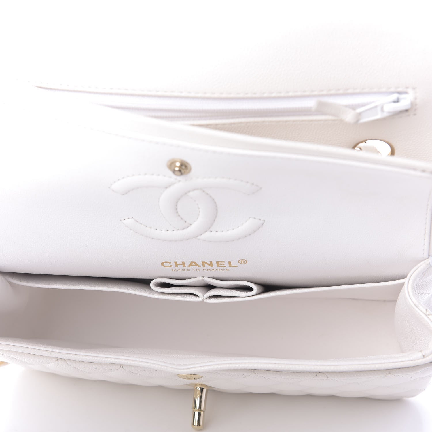 Chanel Caviar Quilted Small Double Flap White 5 of 10