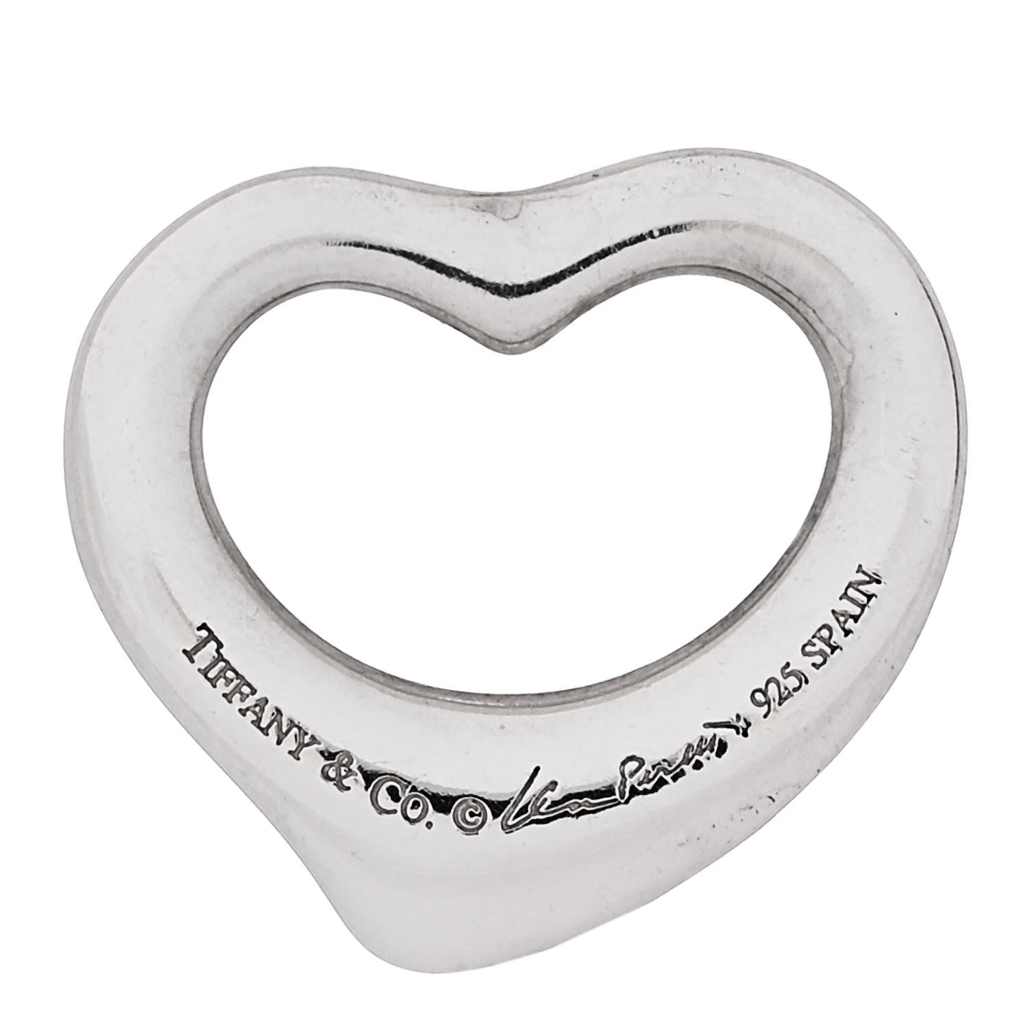 Tiffany Sterling Silver 16mm Elsa Peretti Open Heart Pendant 3 of 4