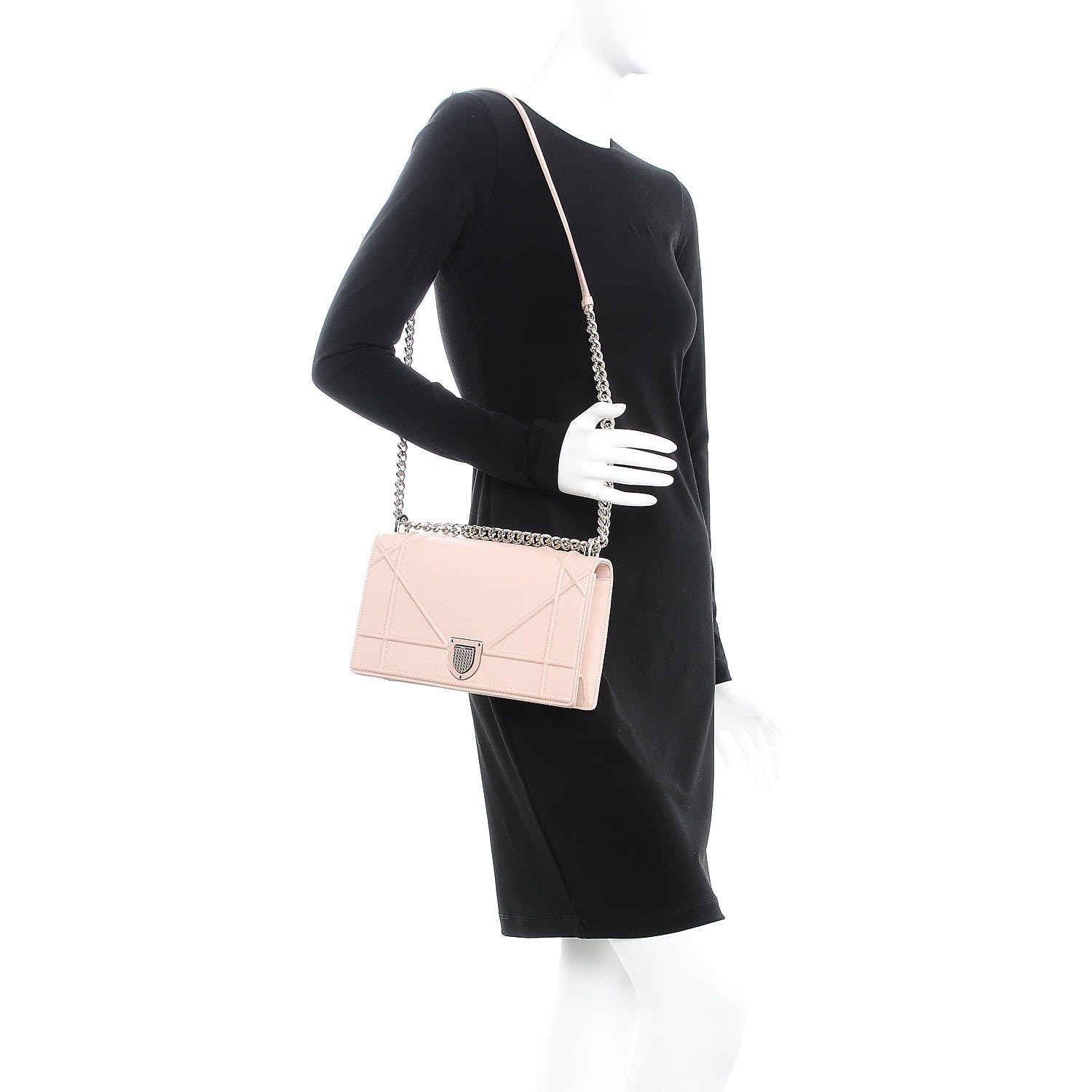 Christian Dior Grained Calfskin Medium Diorama Flap Bag Nude 2 of 8