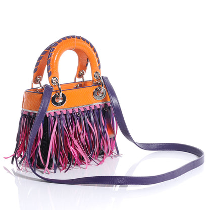 Christian Dior Python Lambskin Fringe Mini Lady Dior 3 of 7