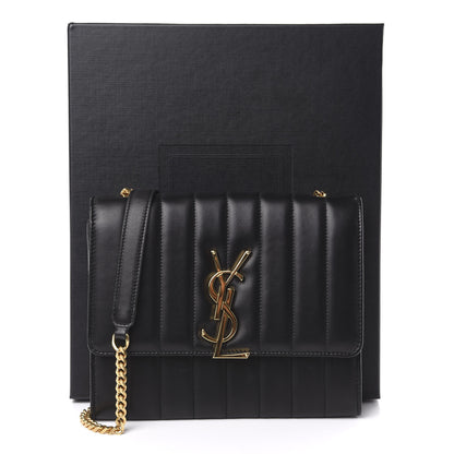 Saint Laurent Lambskin Matelasse Monogram Vicky Chain Wallet Black 11 of 11