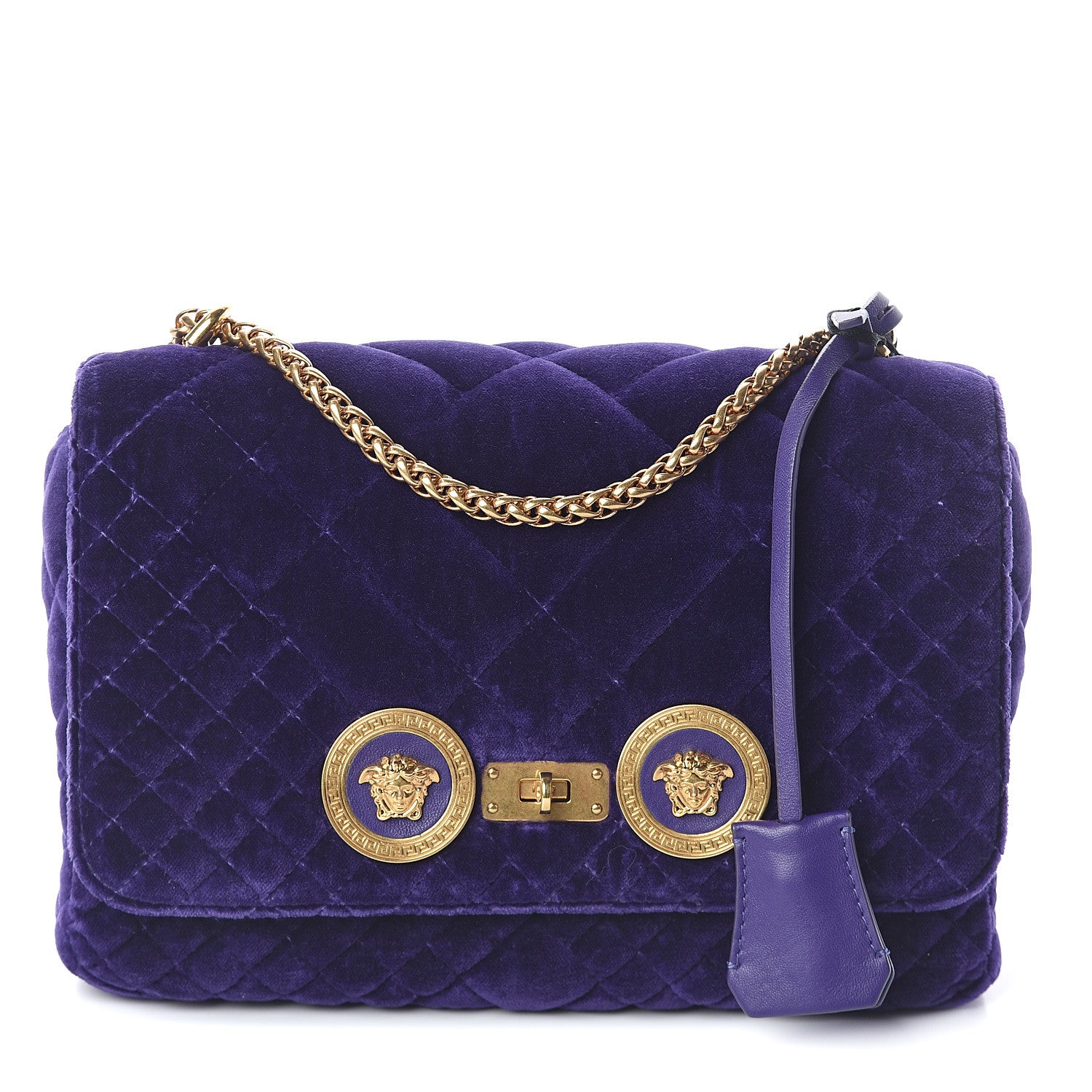 Versace Velvet Quilted Icon Crossbody Bag Purple 1 of 8