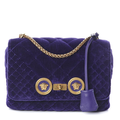 Versace Velvet Quilted Icon Crossbody Bag Purple 1 of 8