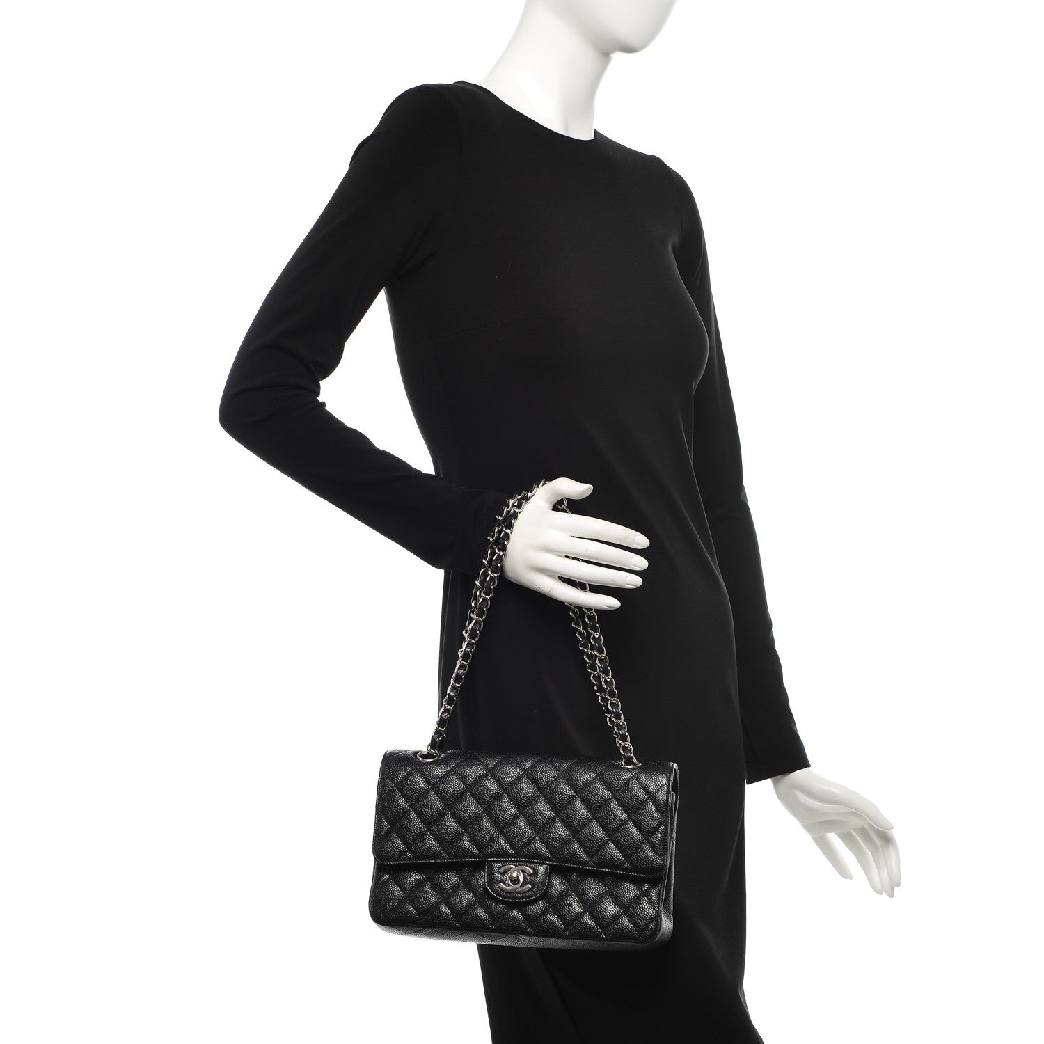 Chanel Caviar Quilted Medium Double Flap Black 2 of 7