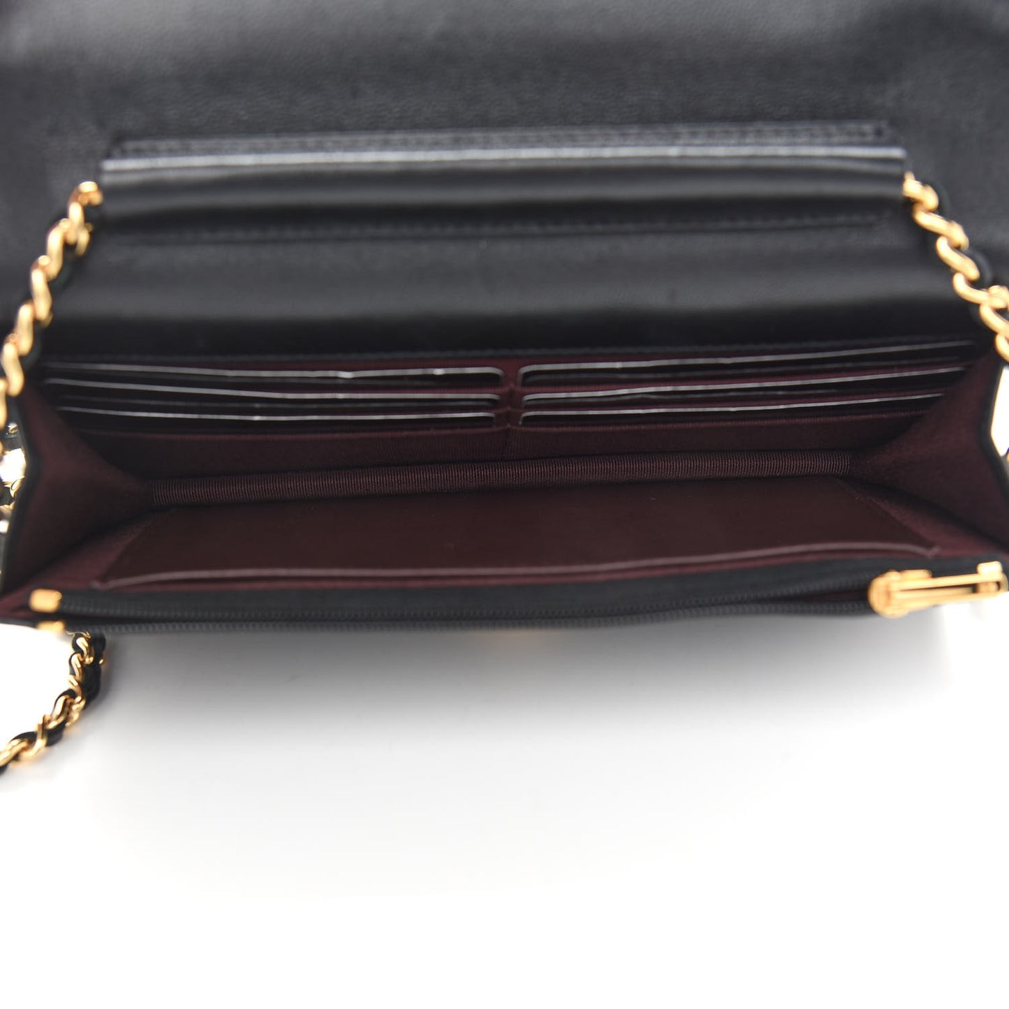 Lambskin Quilted Wallet On Chain WOC Black