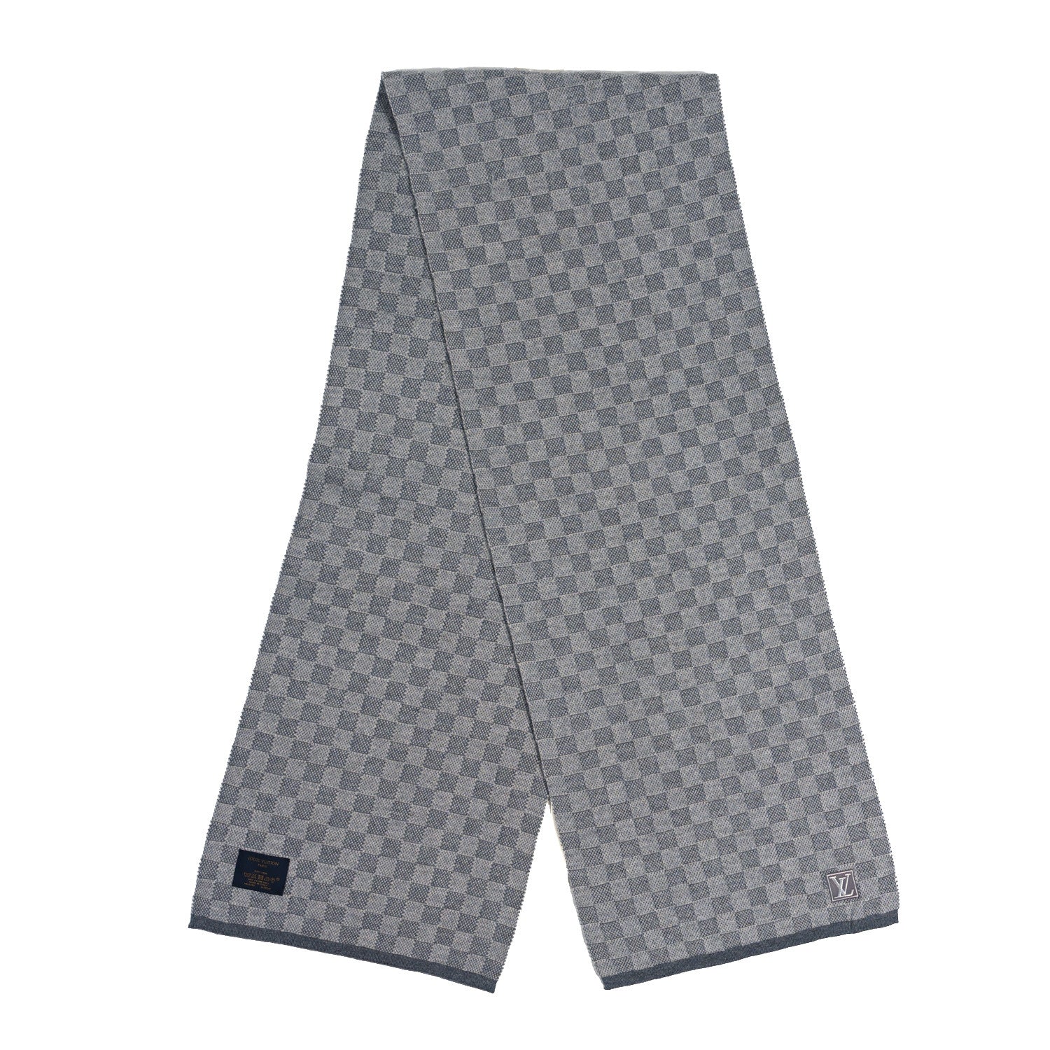 Louis Vuitton Wool Petit Damier Scarf NM Grey 2 of 3