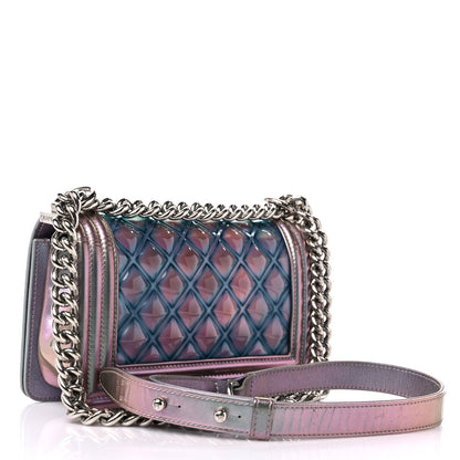 Chanel Iridescent Patent Calfskin PVC Quilted Small Boy Flap Light Purple 3 of 14