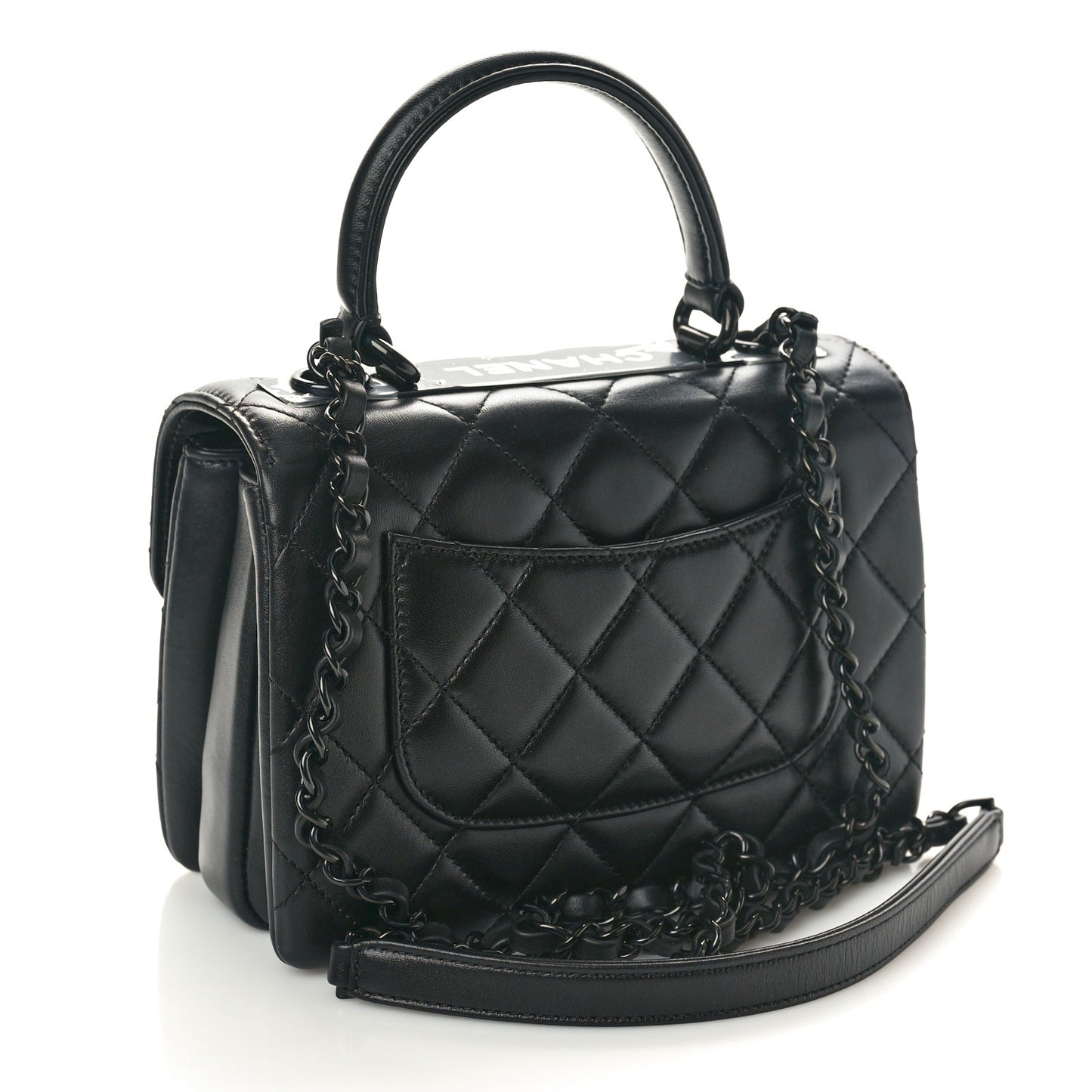Lambskin Quilted Mini Trendy CC Dual Handle Flap Bag So Black
