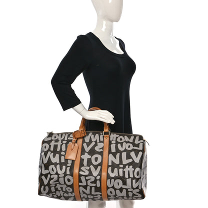 Louis Vuitton Monogram Graffiti Keepall 50 Silver 2 of 12