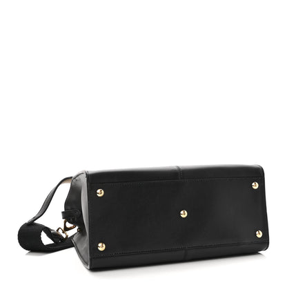 Fendi Vitello Seta Glazed Fabric FF 1974 Medium Peekaboo X-Lite Black Mogano Panna 4 of 10